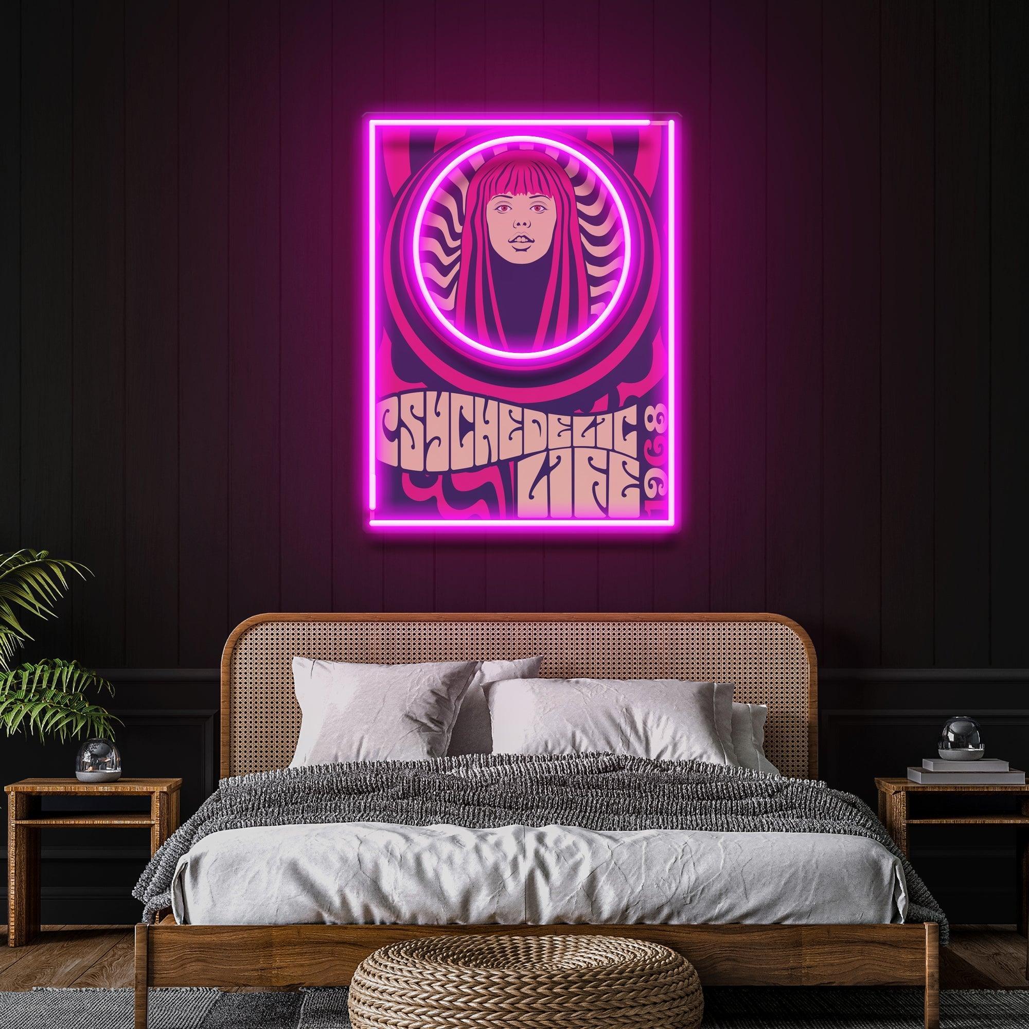 Hippie Woman Psychedelic Pop Art Led Neon Sign Light - Neonbir