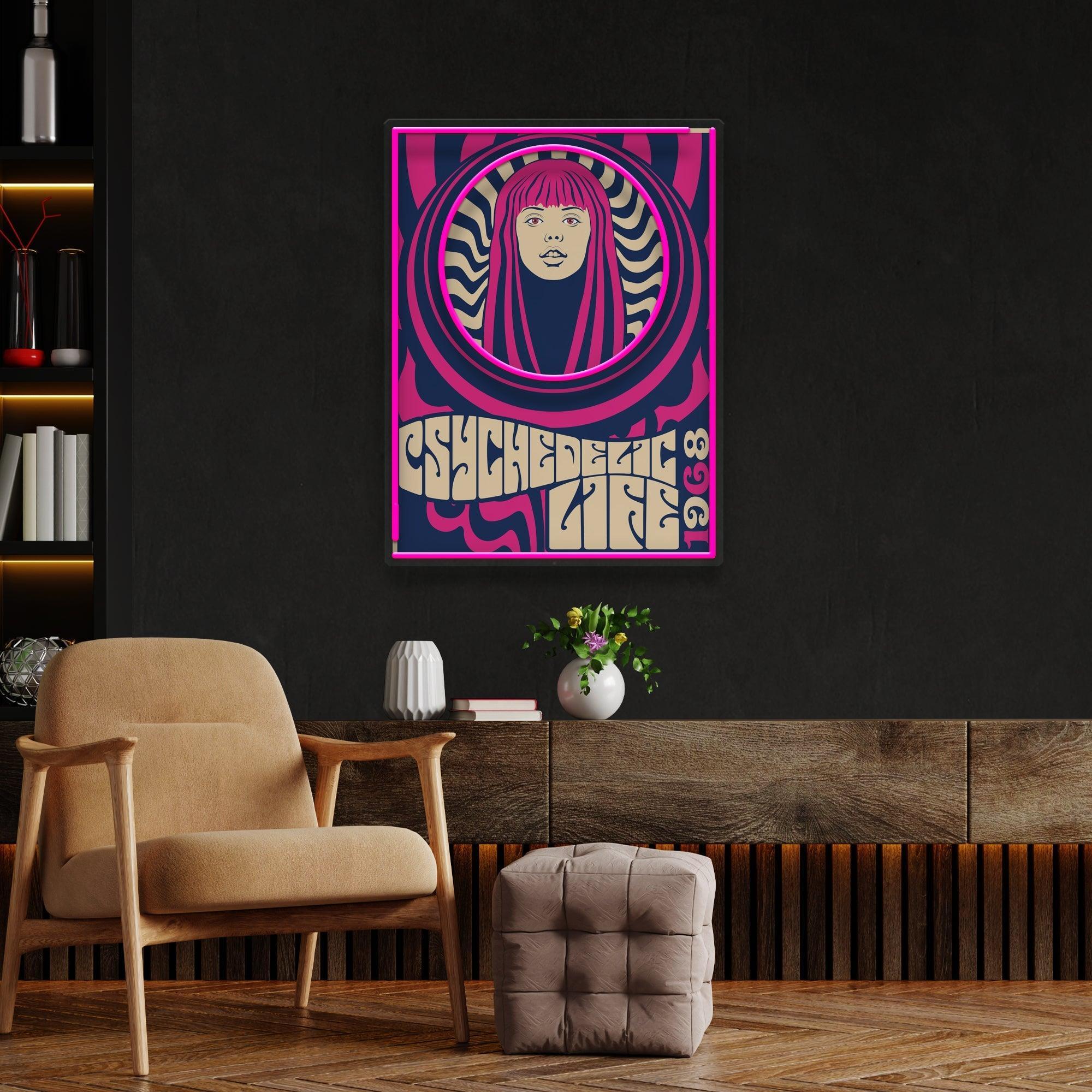 Hippie Woman Psychedelic Pop Art Led Neon Sign Light - Neonbir