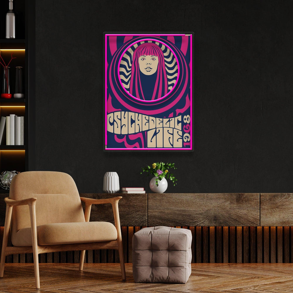 Hippie Woman Psychedelic Pop Art Led Neon Sign Light - Neonbir