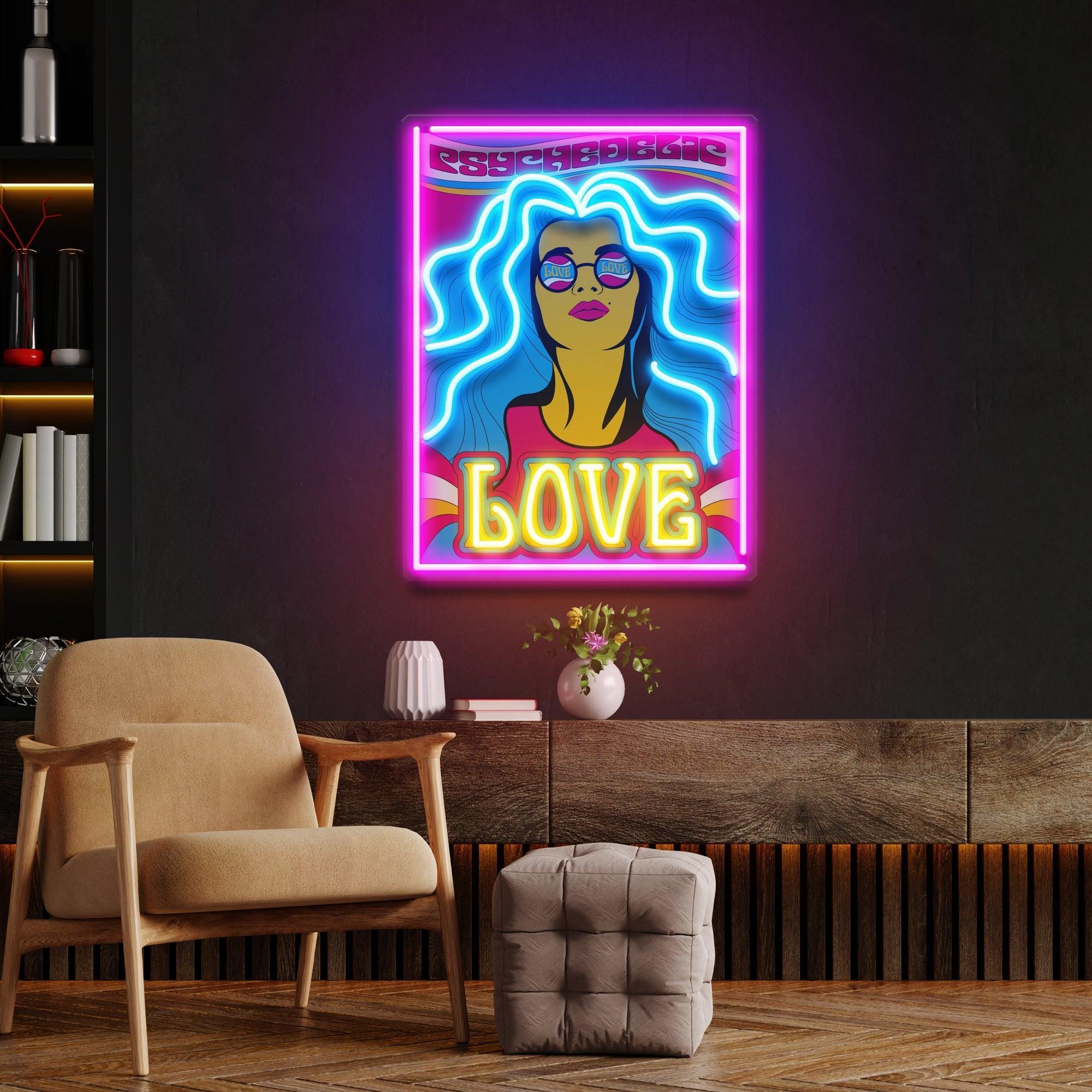 Hippie Girl Pop Art Led Neon Sign Light - Neonbir