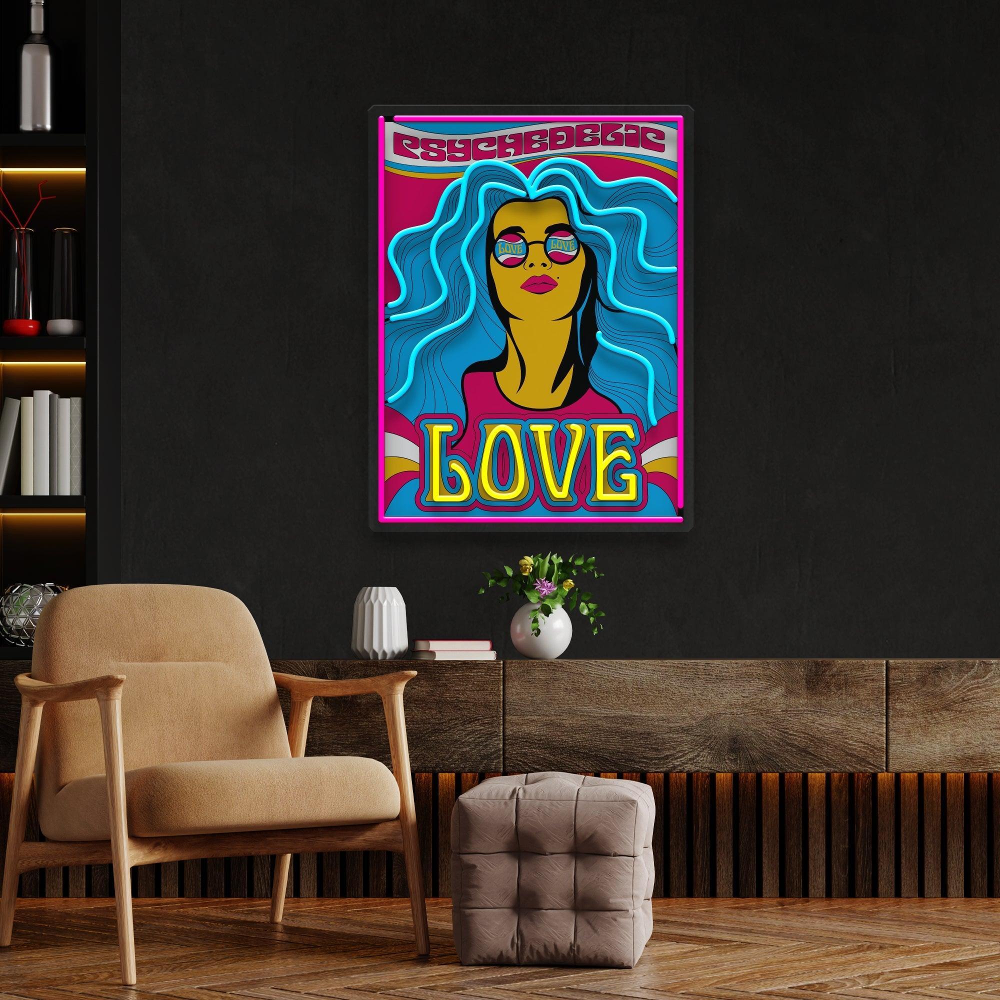 Hippie Girl Pop Art Led Neon Sign Light - Neonbir