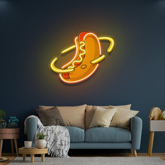 Hotdog Planet Cartoon Artwork Led Neon Sign Light - Neonbir