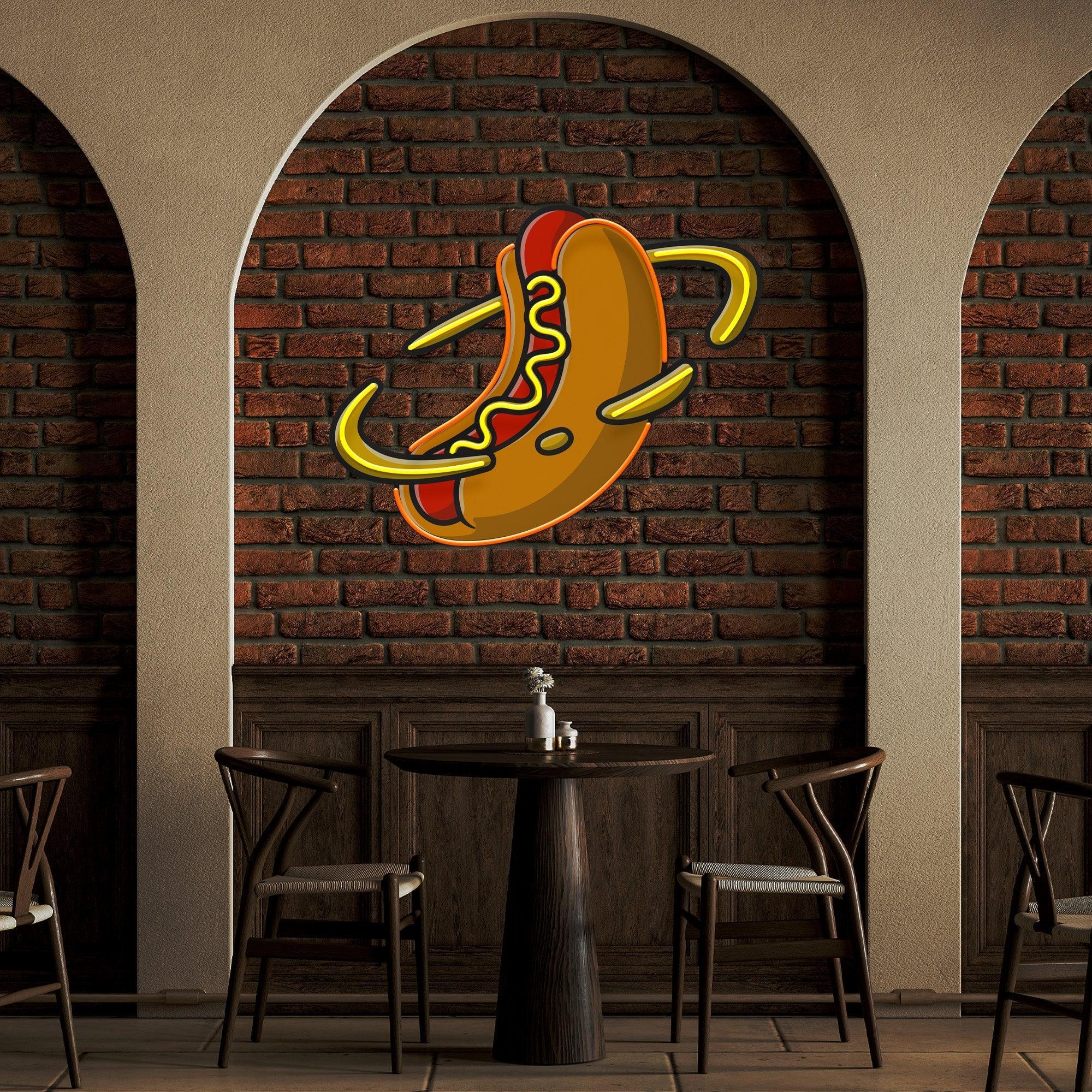 Hotdog Planet Cartoon Artwork Led Neon Sign Light - Neonbir