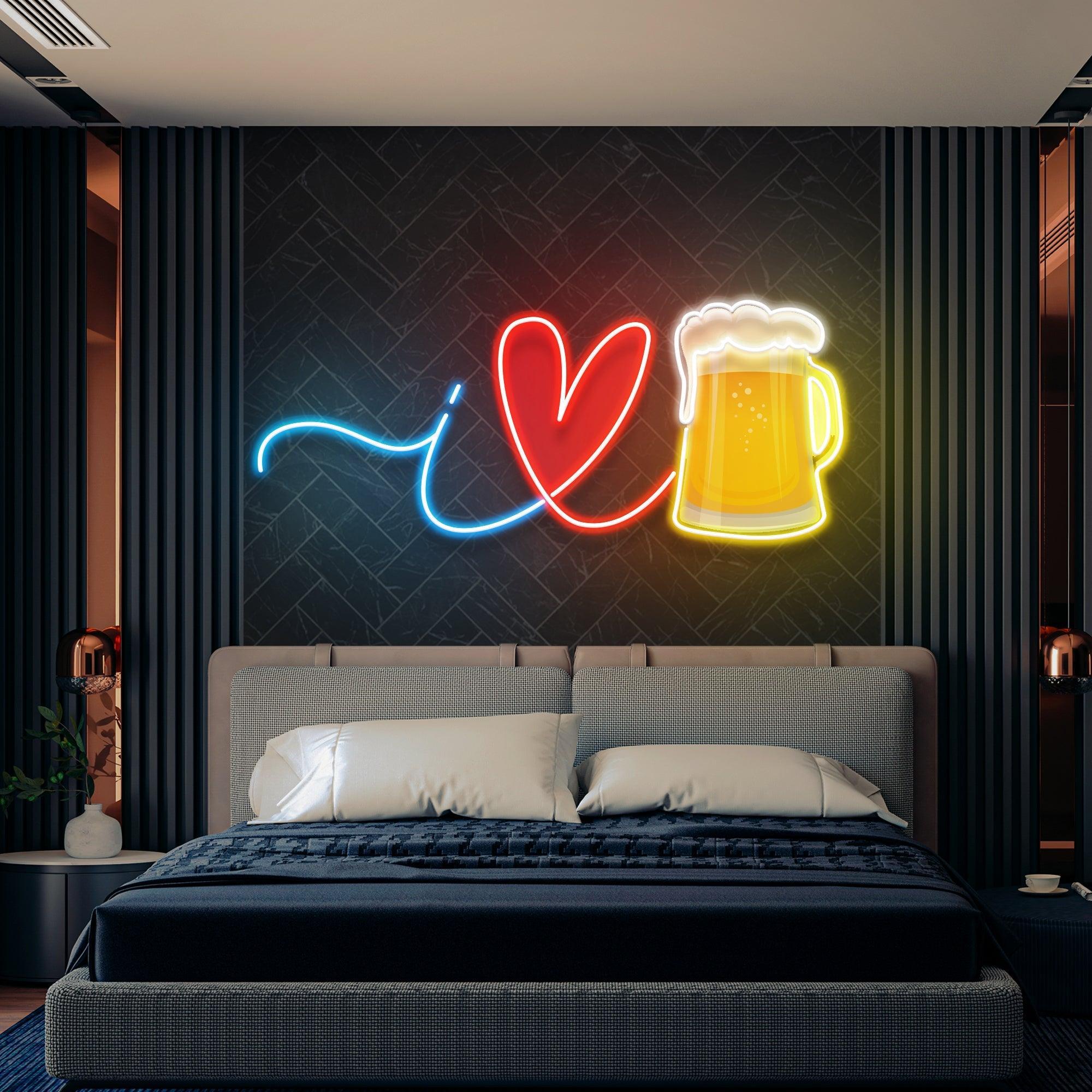 I Love Beer Artwork Led Neon Sign Light - Neonbir