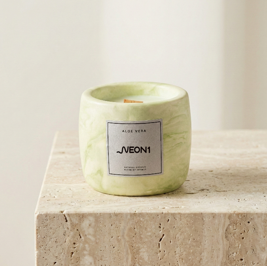 Açık Yeşil Mermer Desenli Beton Soya Mum