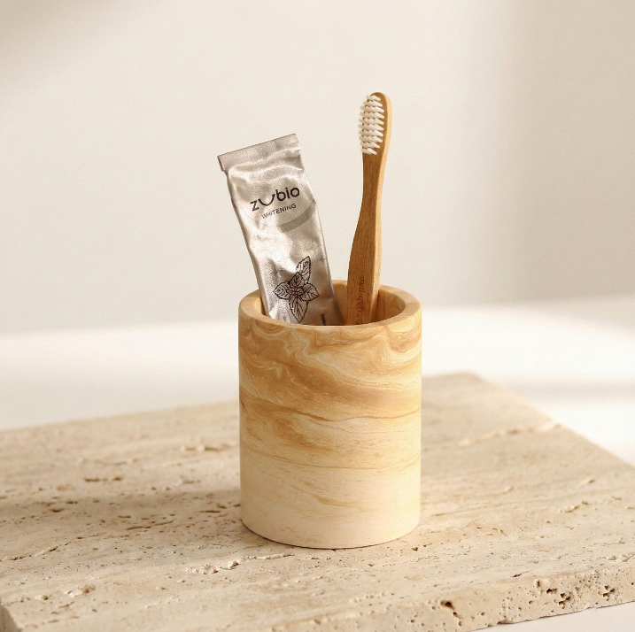 Kahve Mermer Desenli Diş Fırçalık