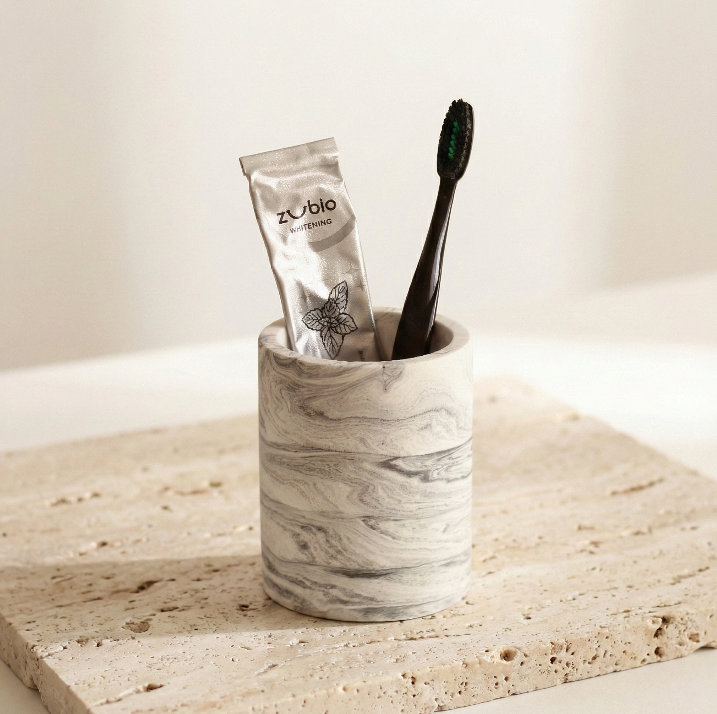 Gri Mermer Desenli Diş Fırçalık