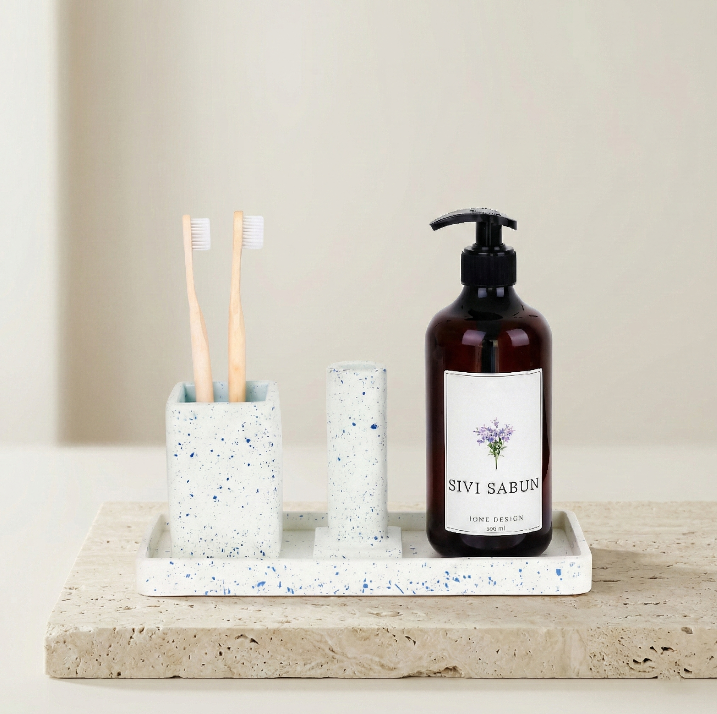 Terra Terrazzo Banyo Seti (Mavi)