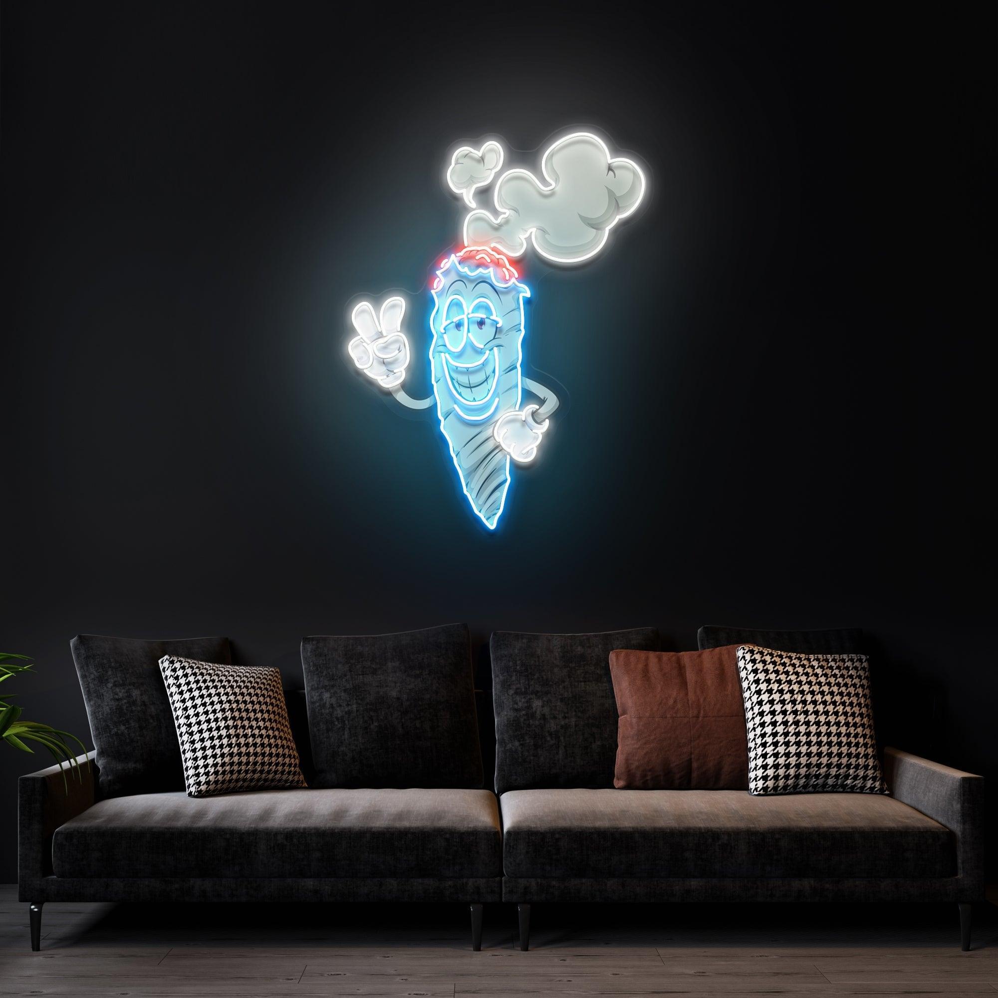 Cartoon Marijuana Joint Artwork Led Neon Sign Light - Neonbir