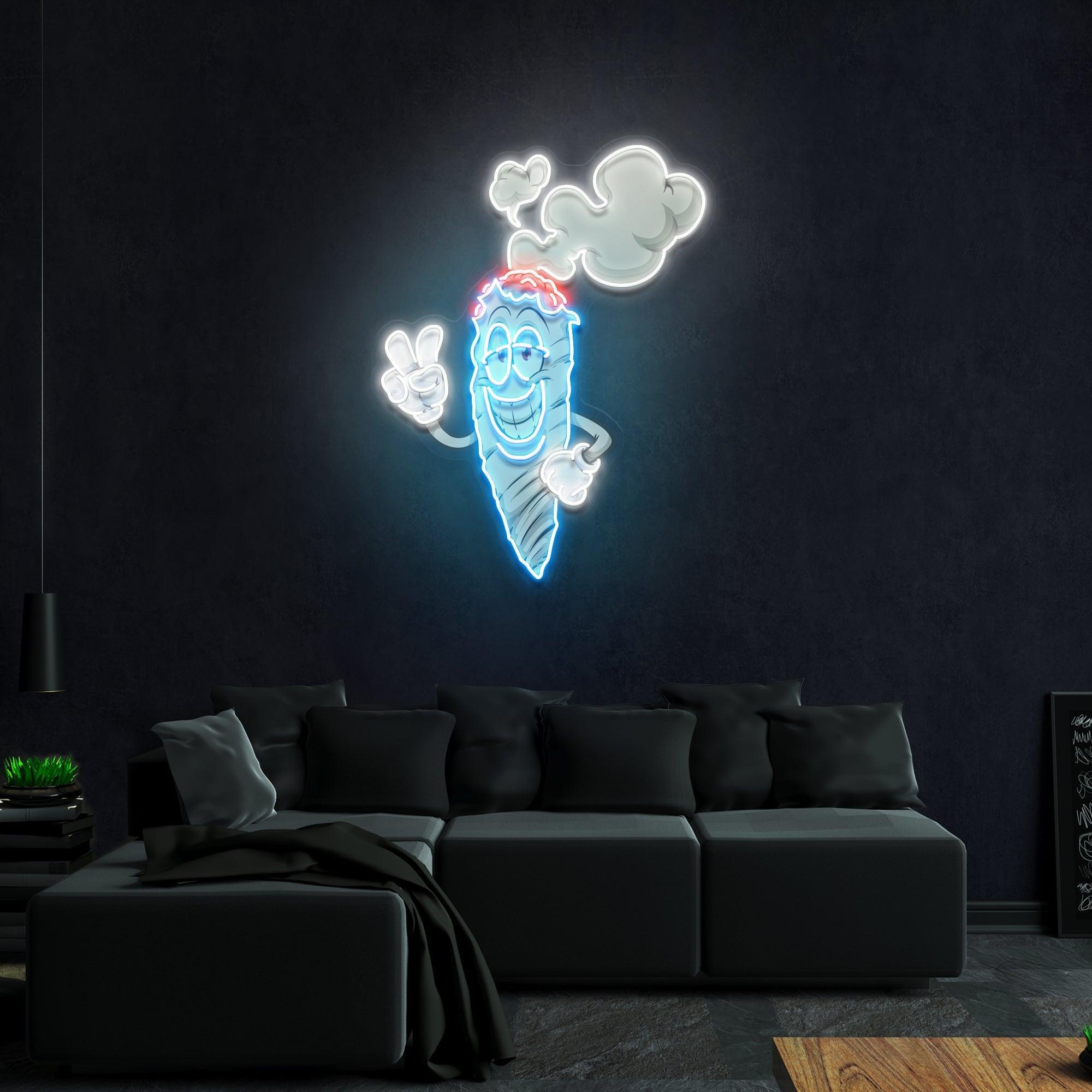 Cartoon Marijuana Joint Artwork Led Neon Sign Light - Neonbir
