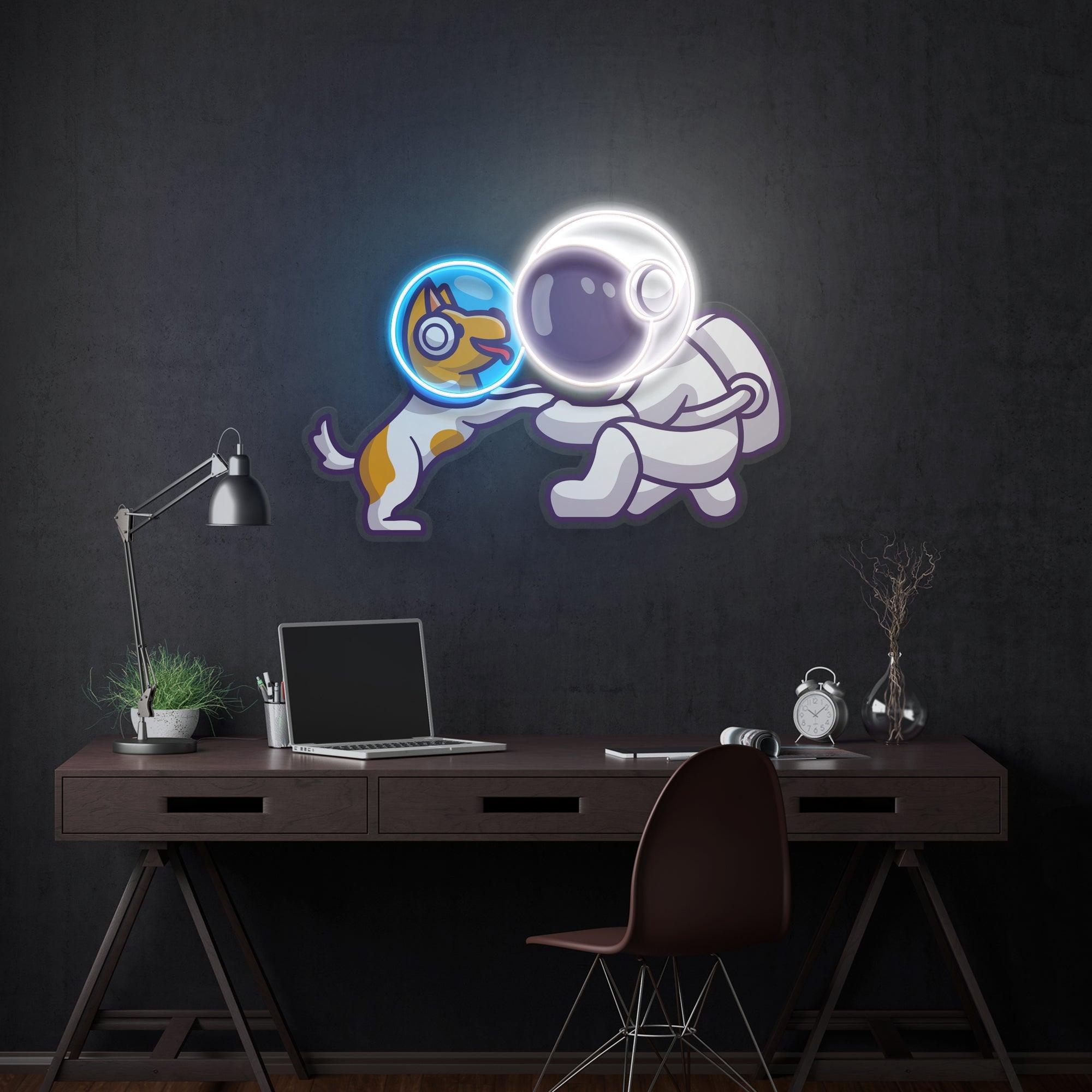 Dog Astronaut in Space Artwork Led Neon Sign Light - Neonbir