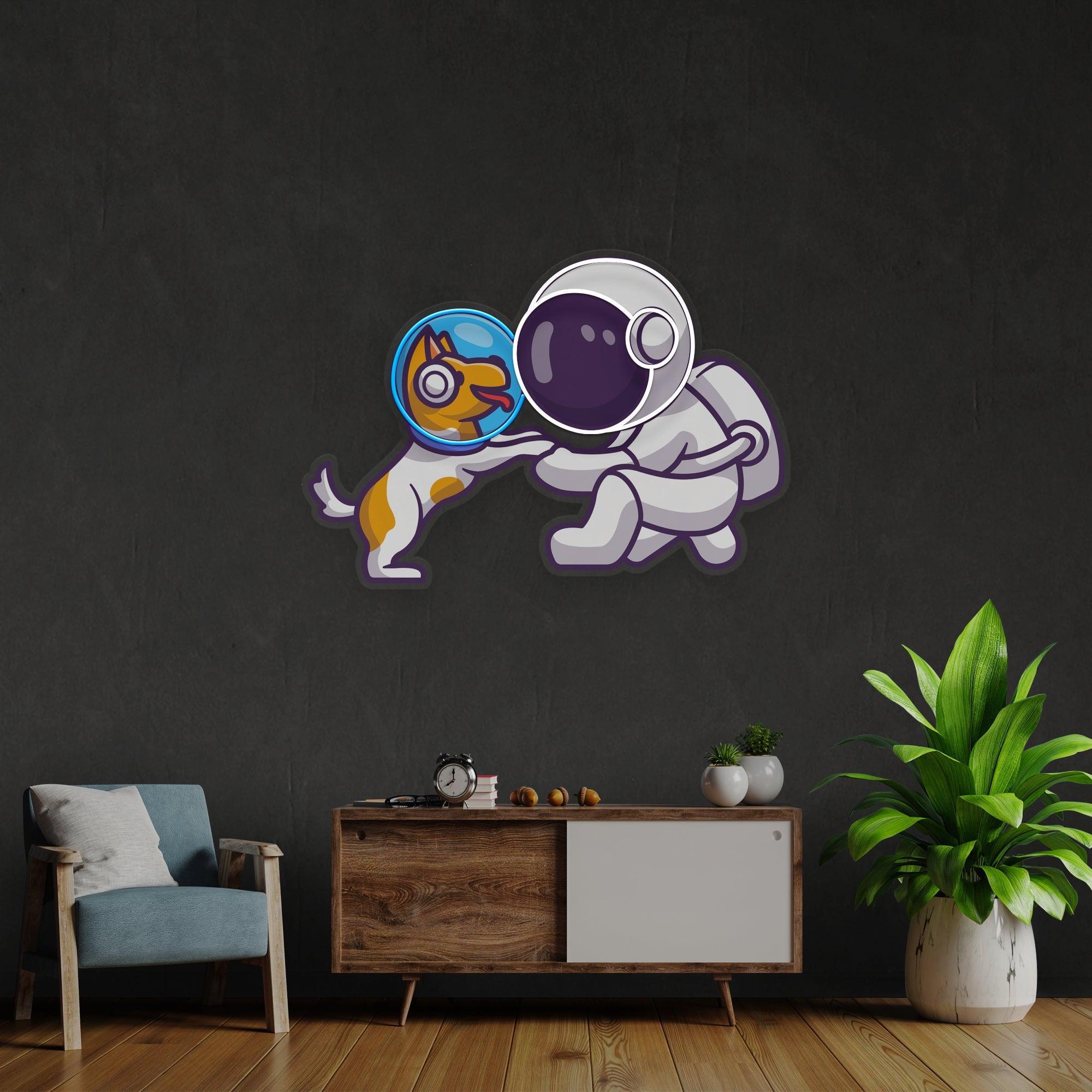 Dog Astronaut in Space Artwork Led Neon Sign Light - Neonbir