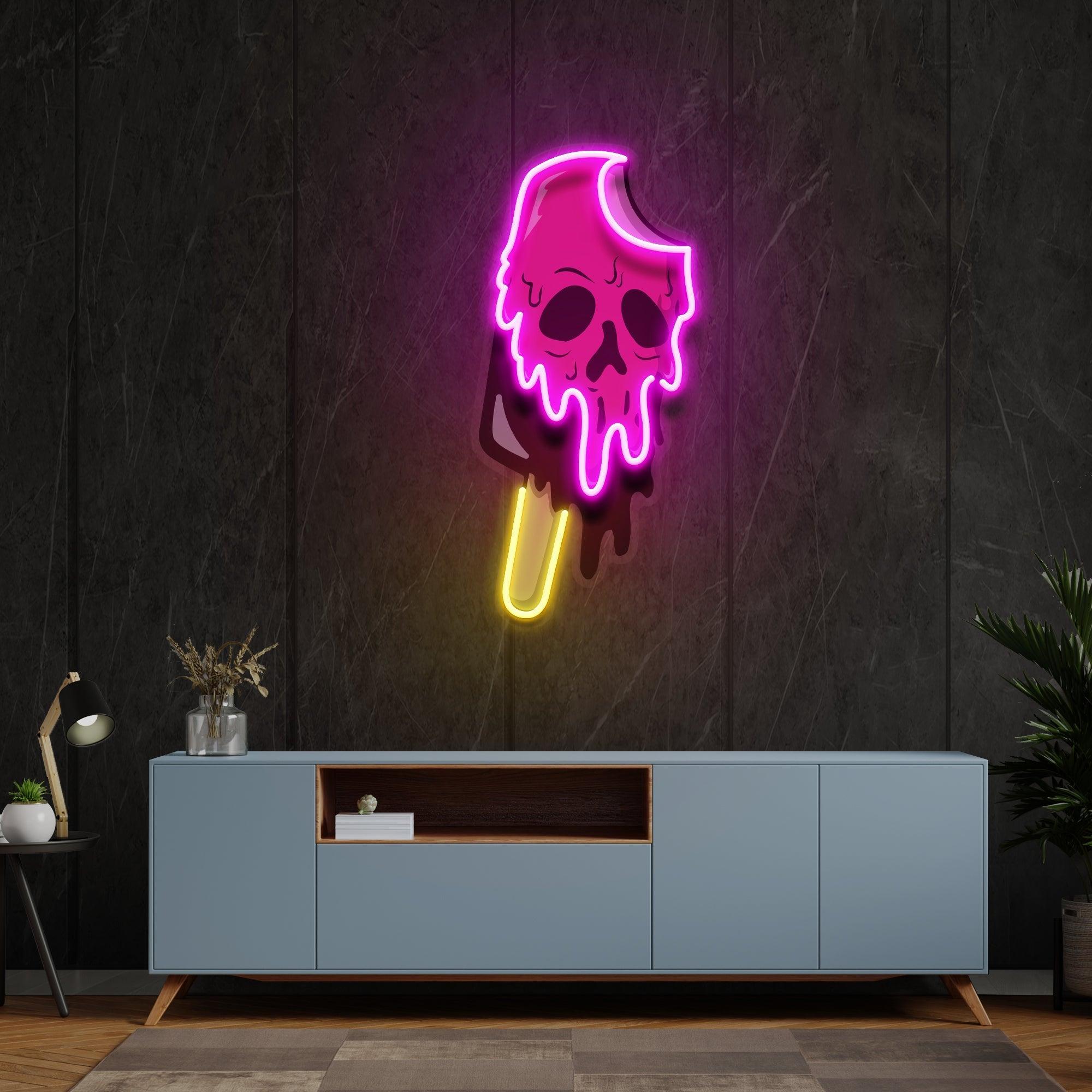 Skull Ice Cream Blackpink Artwork Led Neon Sign Light - Neonbir