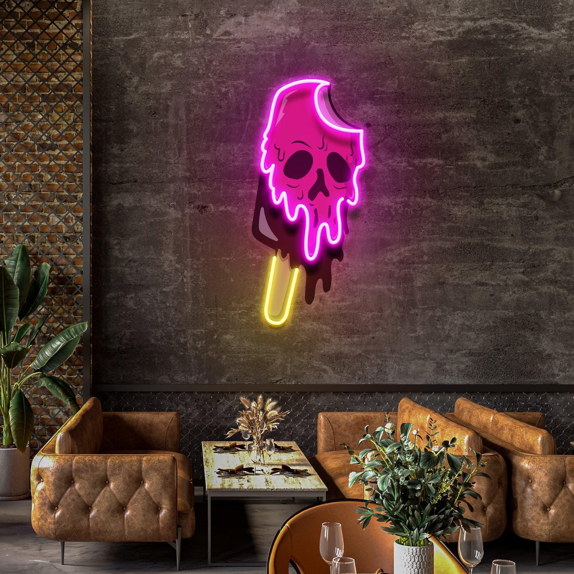 Skull Ice Cream Blackpink Artwork Led Neon Sign Light - Neonbir