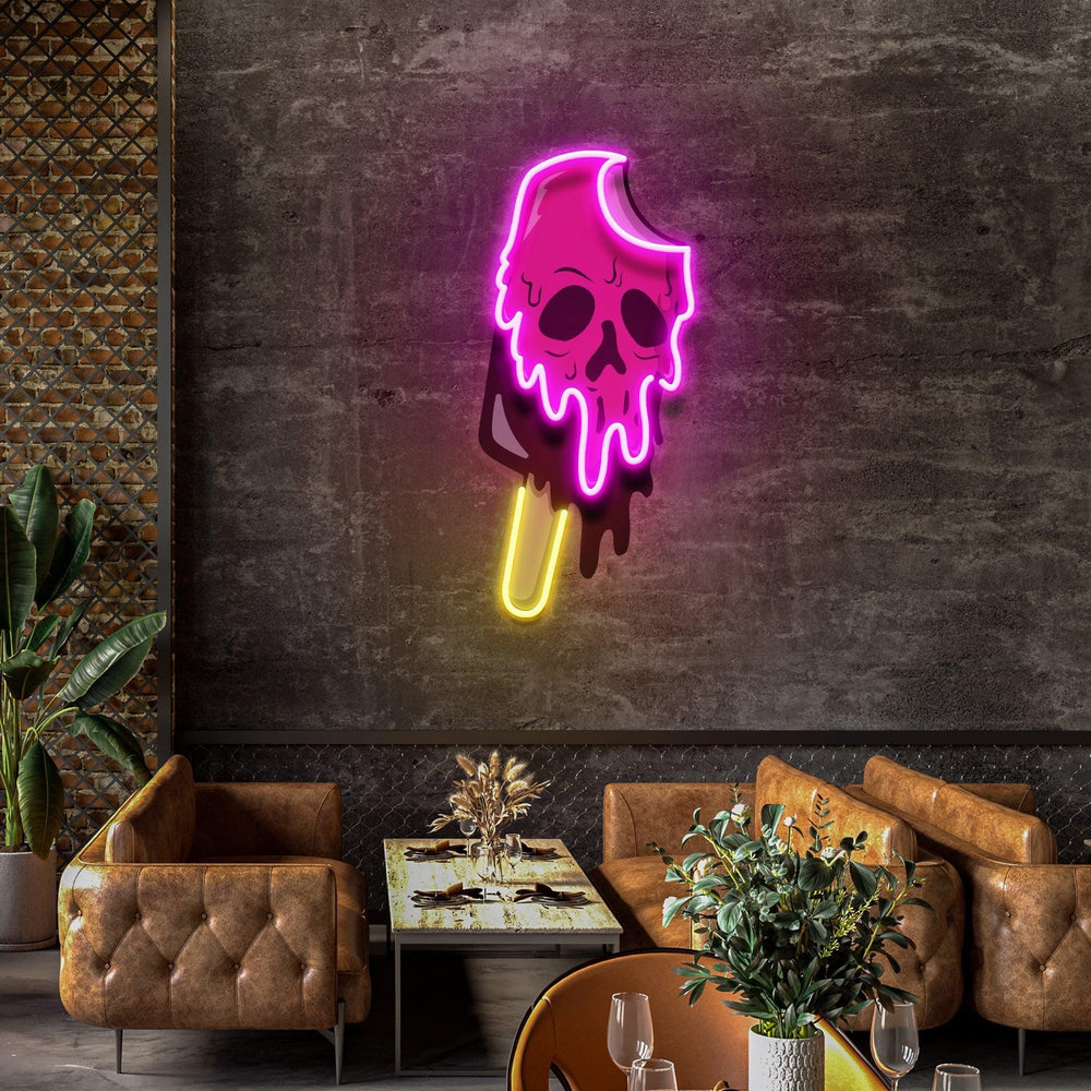 Skull Ice Cream Blackpink Artwork Led Neon Sign Light - Neonbir