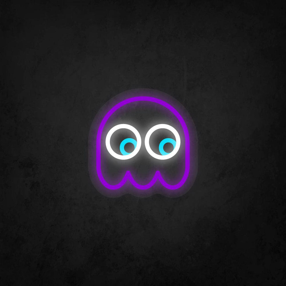 LED Neon Sign - Pac-Man Ghost Looking to The Lower Right - Neonbir