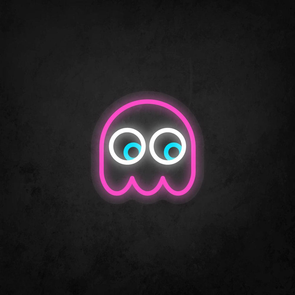 LED Neon Sign - Pac-Man Ghost Looking to The Lower Right - Neonbir
