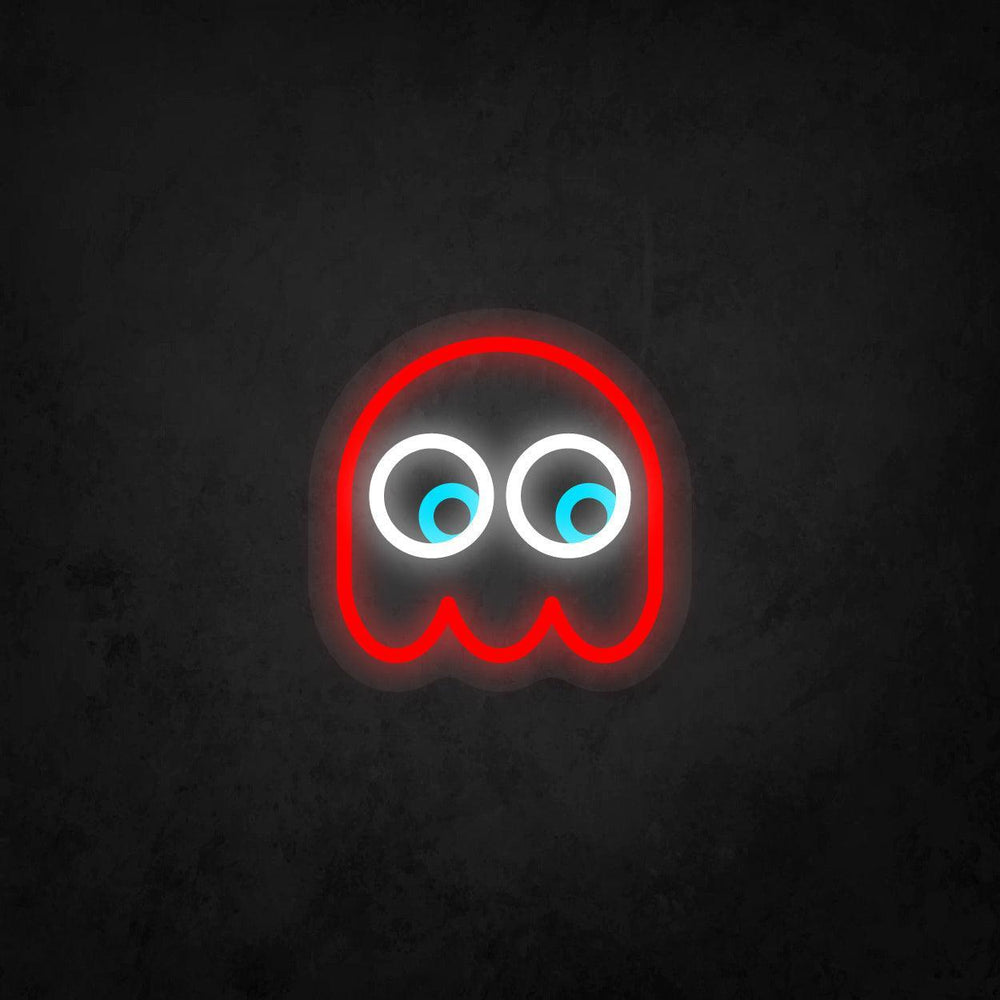 LED Neon Sign - Pac-Man Ghost Looking to The Lower Right - Neonbir