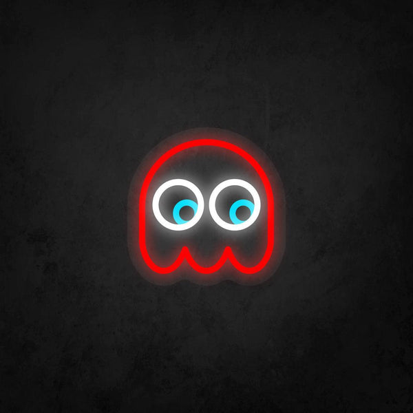 Pac-Man Ghost Looking to The Lower Right Neon Tabela