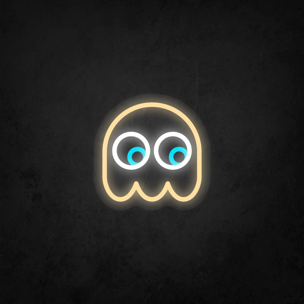 LED Neon Sign - Pac-Man Ghost Looking to The Lower Right - Neonbir
