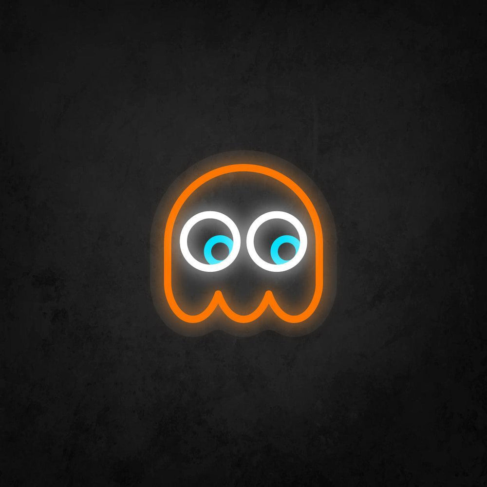 LED Neon Sign - Pac-Man Ghost Looking to The Lower Right - Neonbir