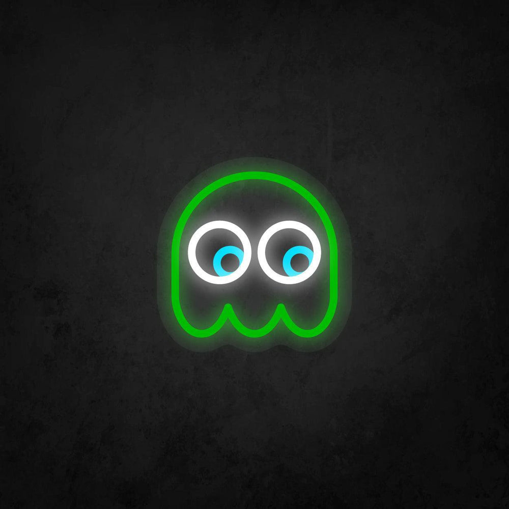 LED Neon Sign - Pac-Man Ghost Looking to The Lower Right - Neonbir