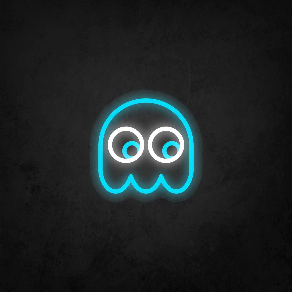 LED Neon Sign - Pac-Man Ghost Looking to The Lower Right - Neonbir