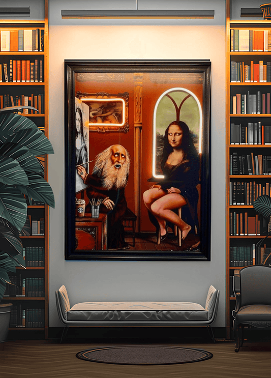 Leonardo da Vinci and Mona Lisa Canvas Art Tablo - Neonbir