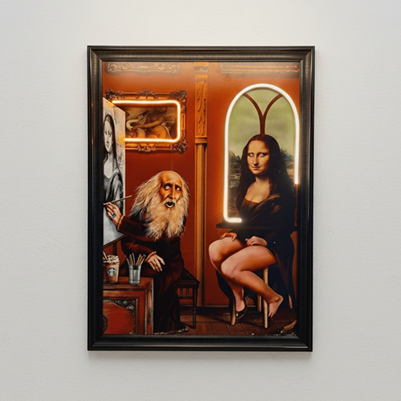 Leonardo da Vinci and Mona Lisa Neon Tabela