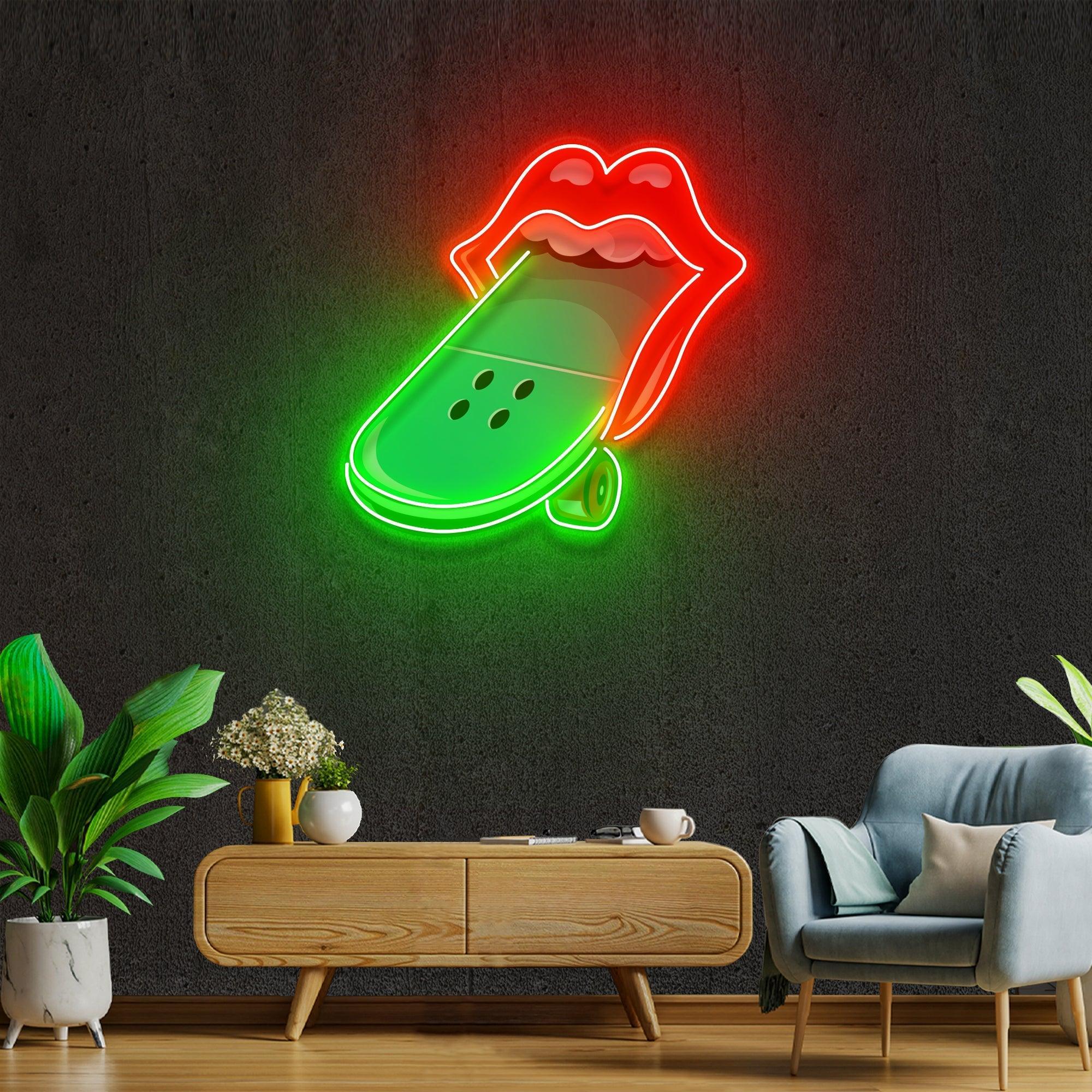 Lip Skateboard Artwork Led Neon Sign Light - Neonbir