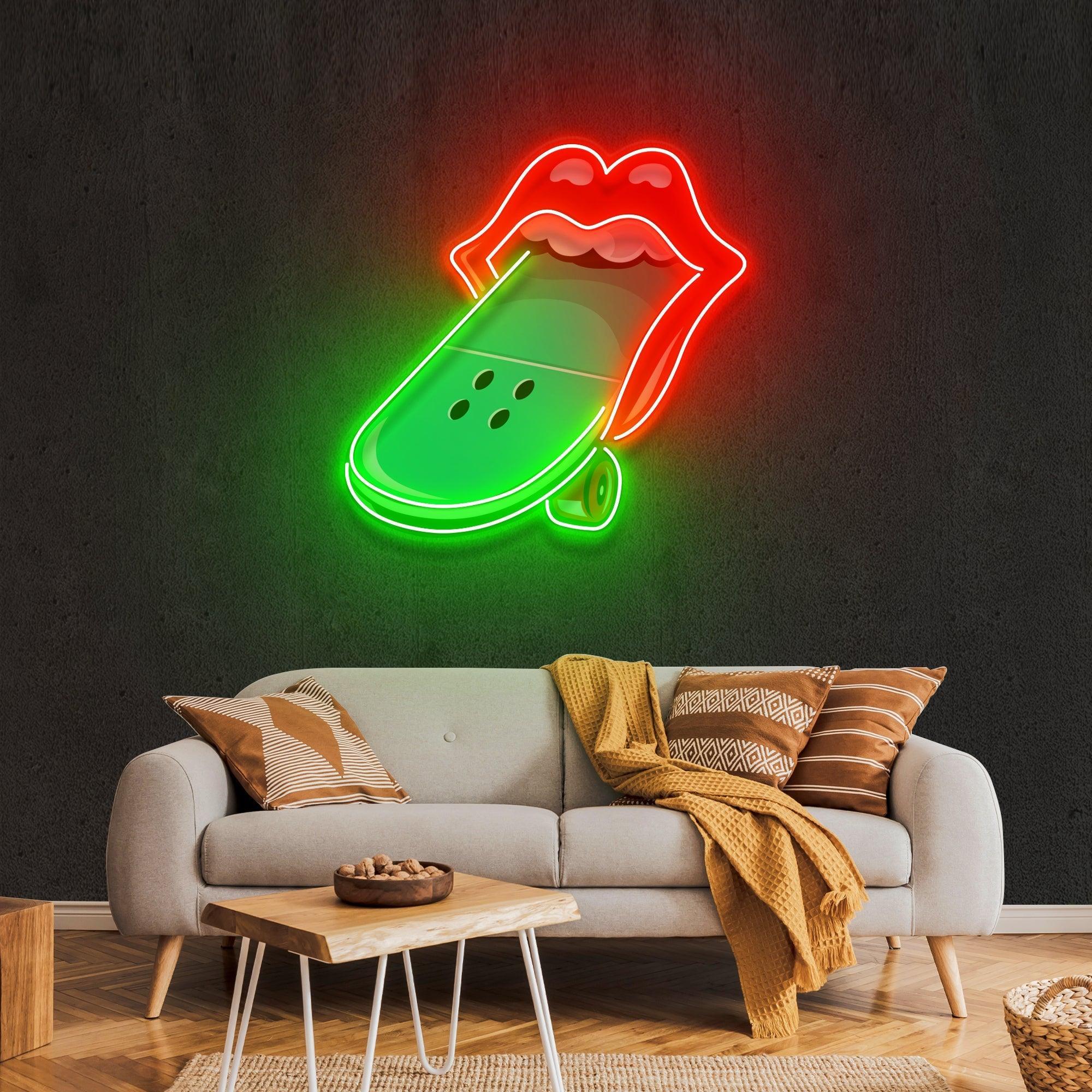 Lip Skateboard Artwork Led Neon Sign Light - Neonbir