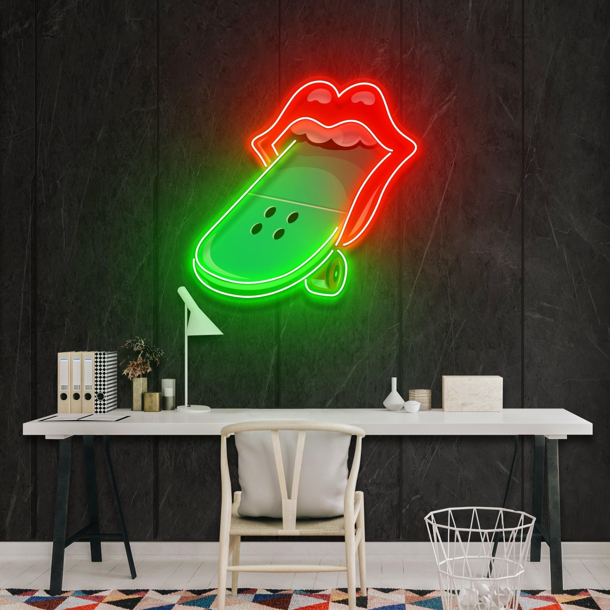 Lip Skateboard Artwork Led Neon Sign Light - Neonbir