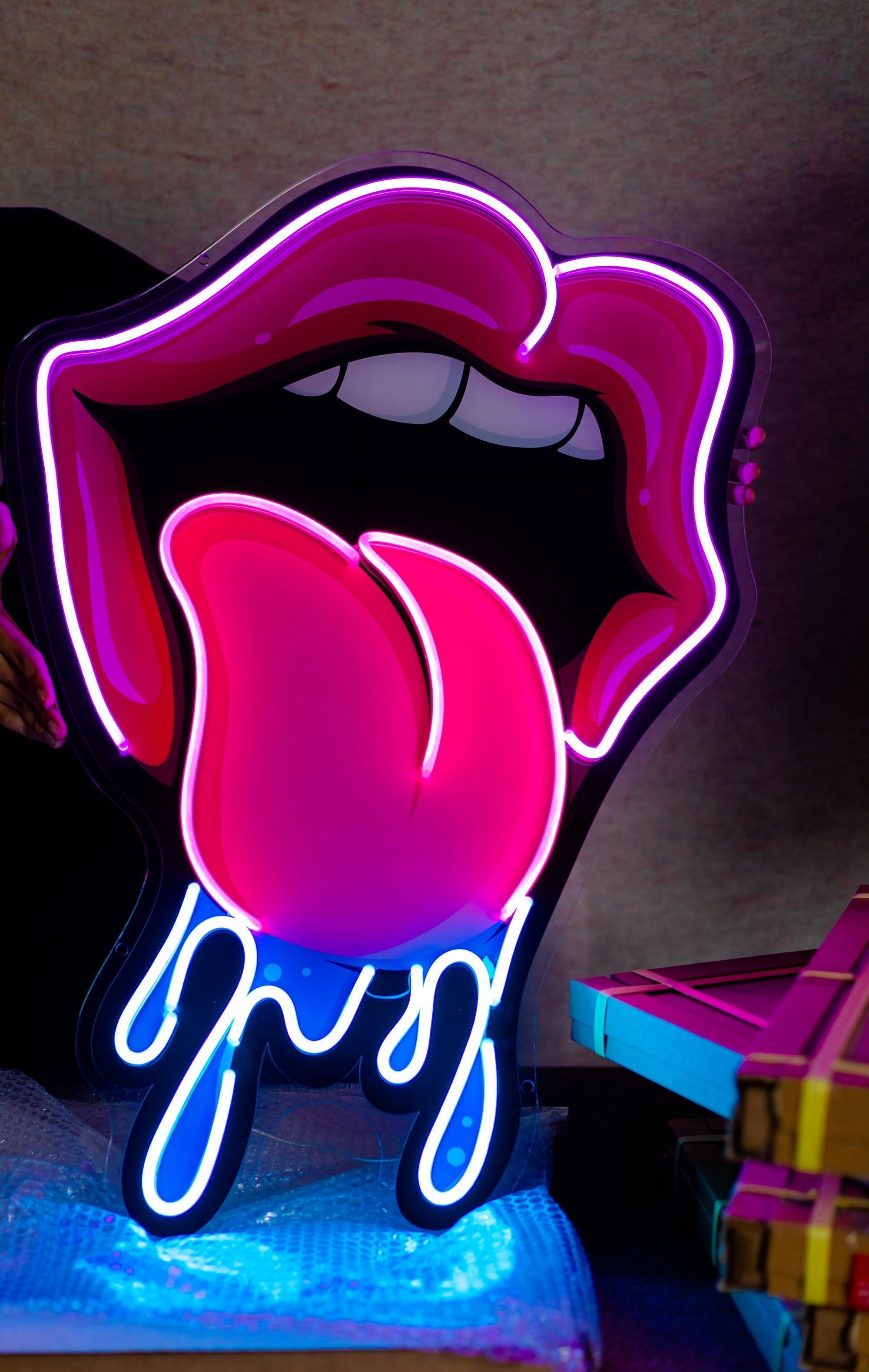 Lips Dripping Artwork Led Neon Sign Light - Neonbir