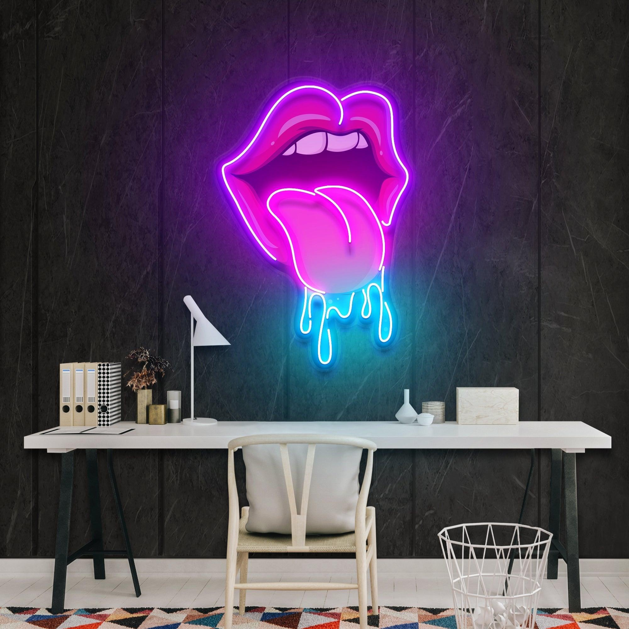 Lips Dripping Artwork Led Neon Sign Light - Neonbir