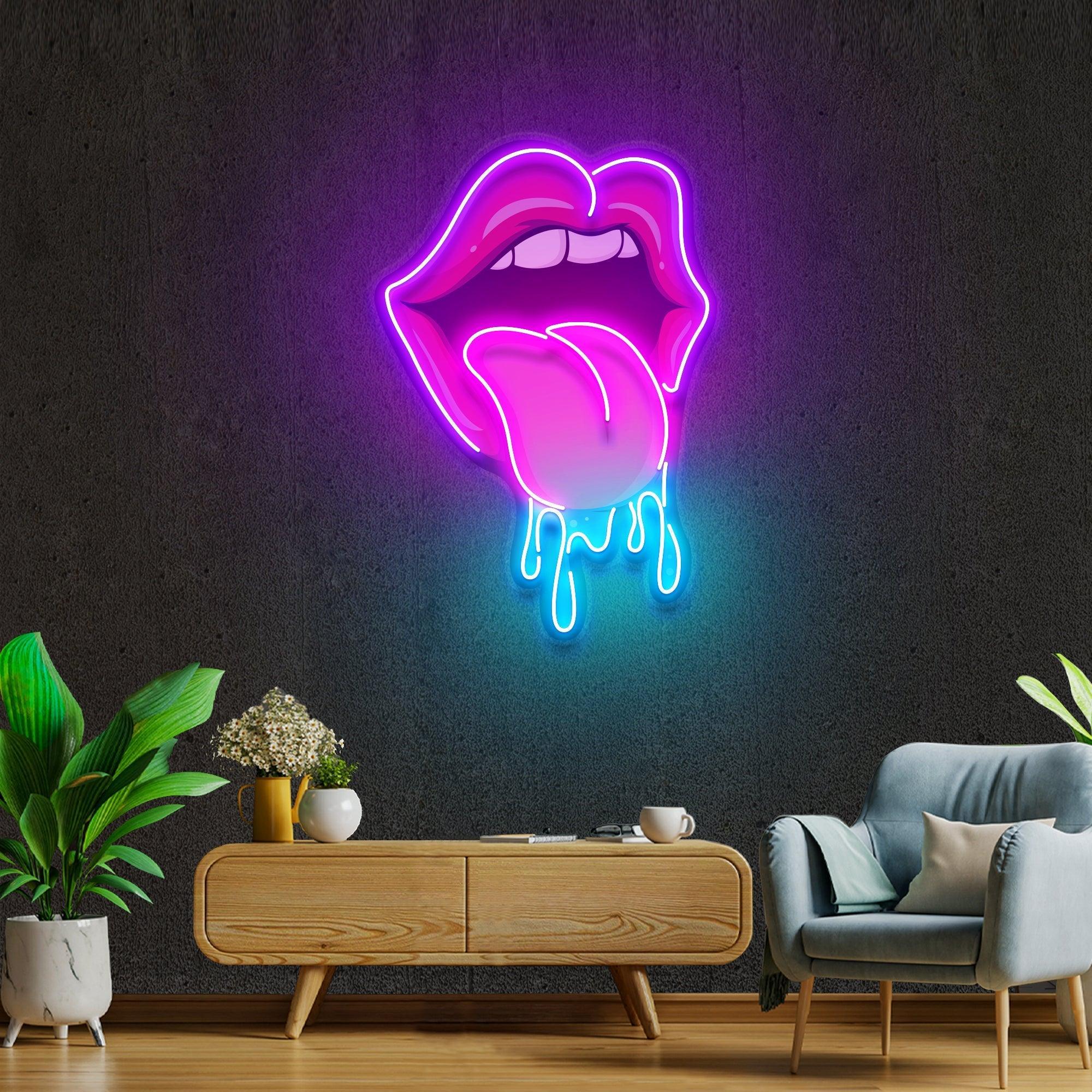 Lips Dripping Artwork Led Neon Sign Light - Neonbir