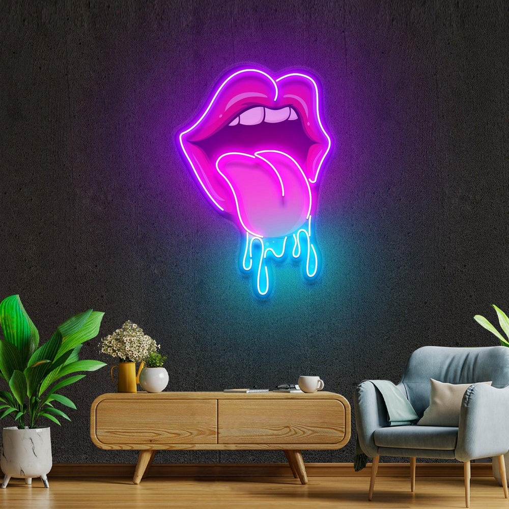 Lips Dripping Artwork Led Neon Sign Light - Neonbir