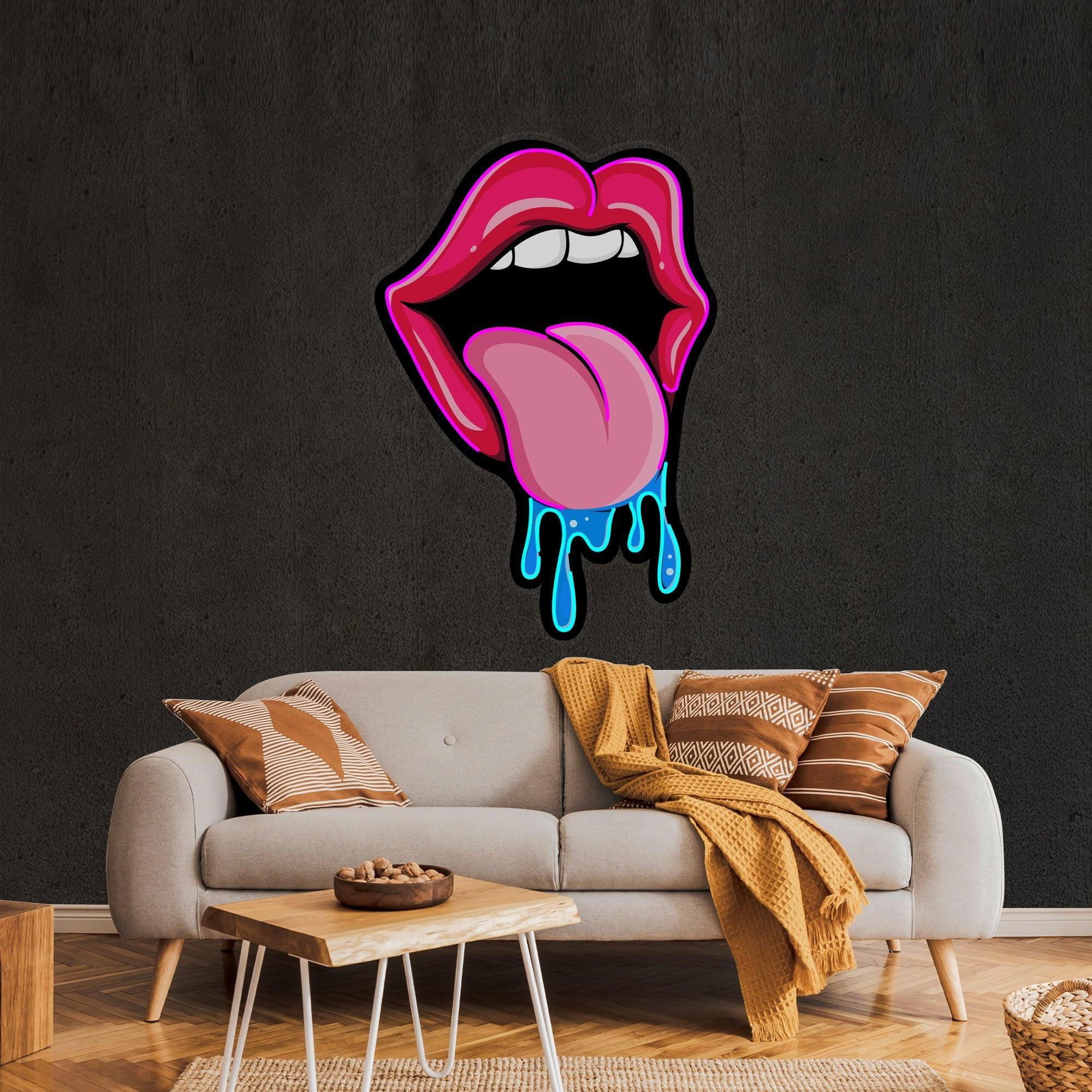 Lips Dripping Artwork Led Neon Sign Light - Neonbir