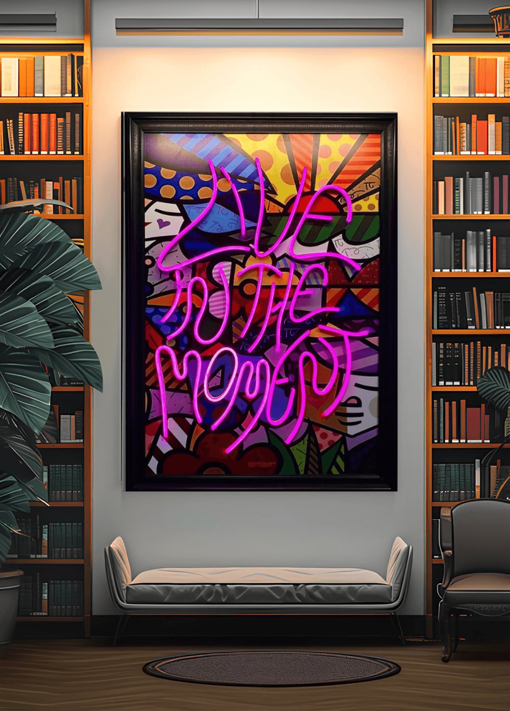 LIVE IN THE MOMENT Canvas Art Tablo - Neonbir