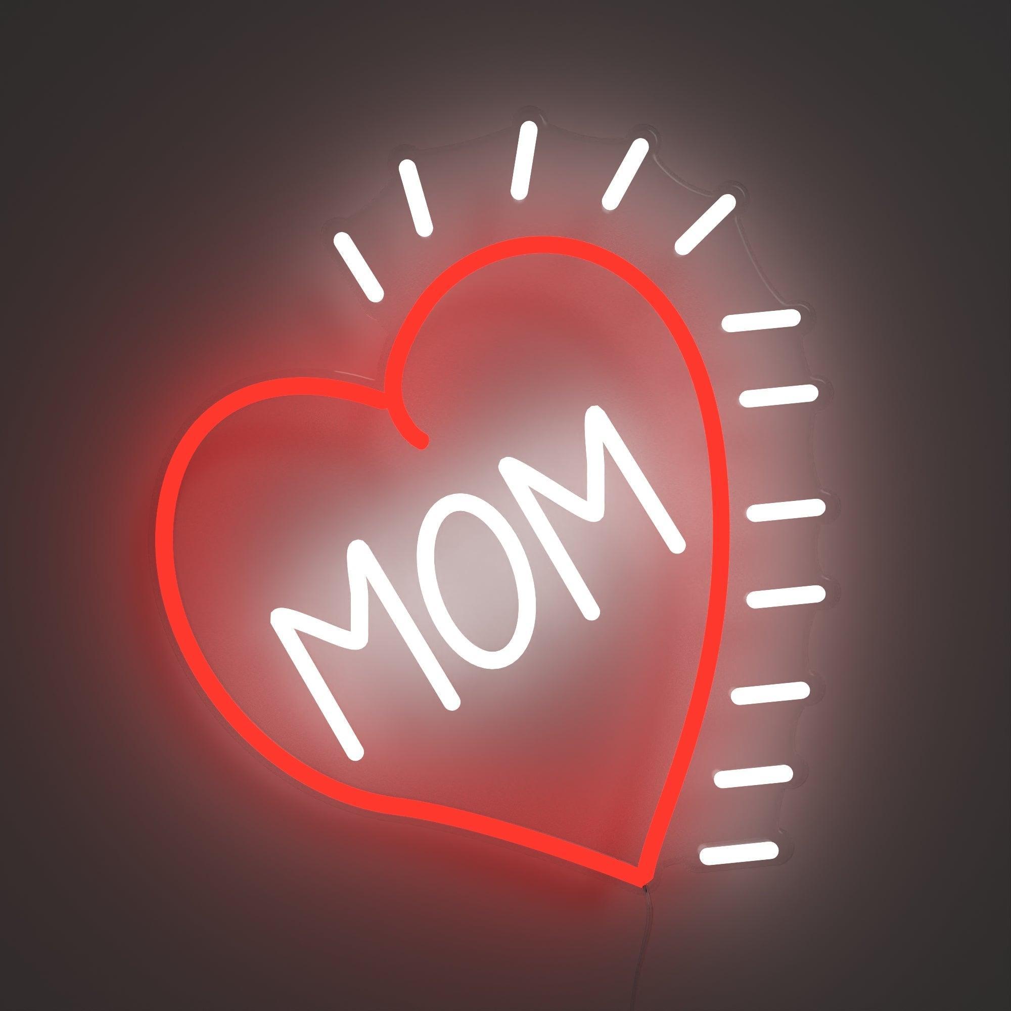 Love Mom Heart - Neon Tabela - Neonbir