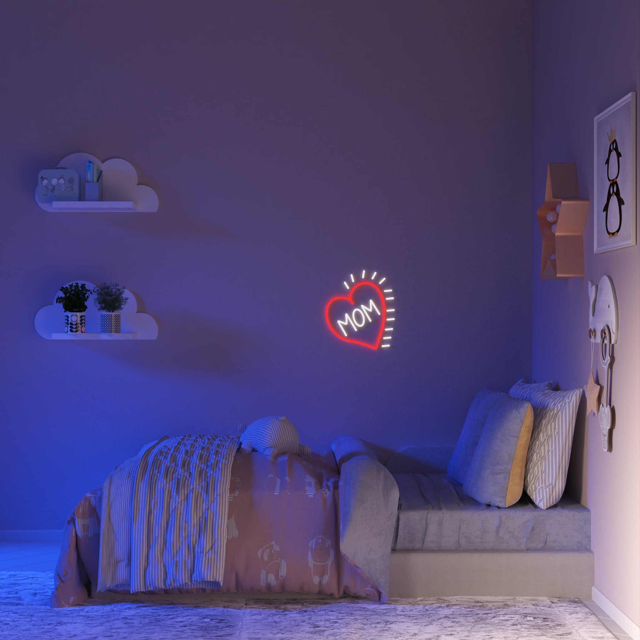 Love Mom Heart - Neon Tabela - Neonbir