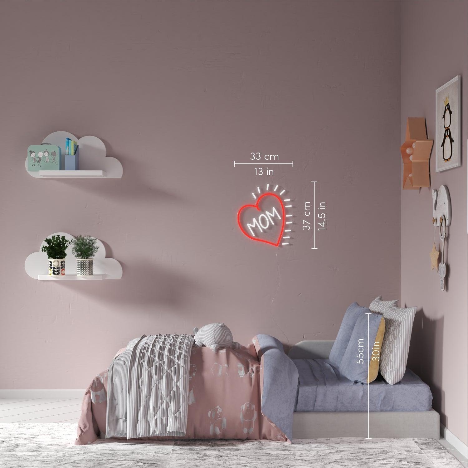 Love Mom Heart - Neon Tabela - Neonbir