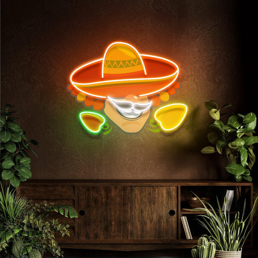 Mexico Logo Food Male Artwork Led Neon Sign Light - Neonbir