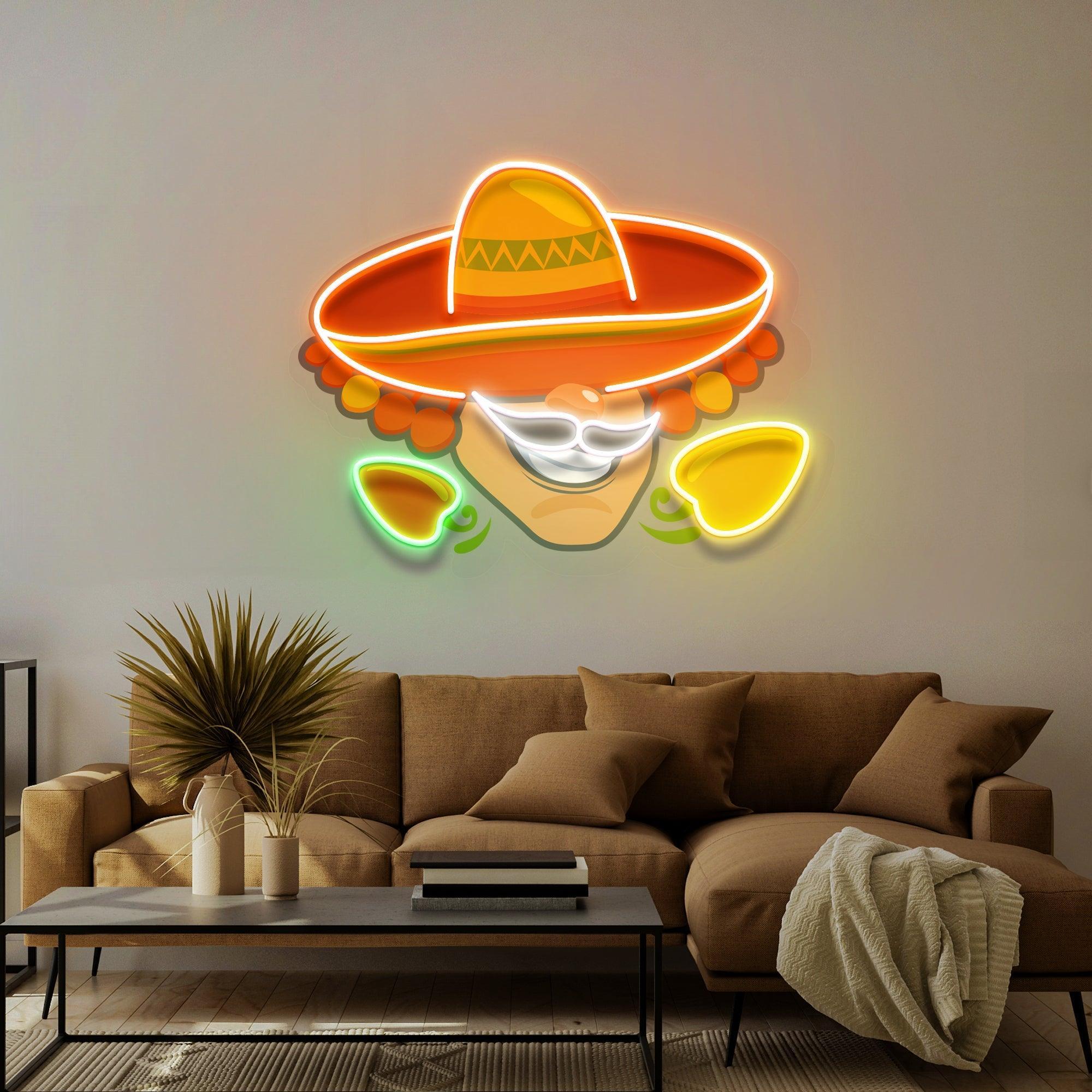 Mexico Logo Food Male Artwork Led Neon Sign Light - Neonbir