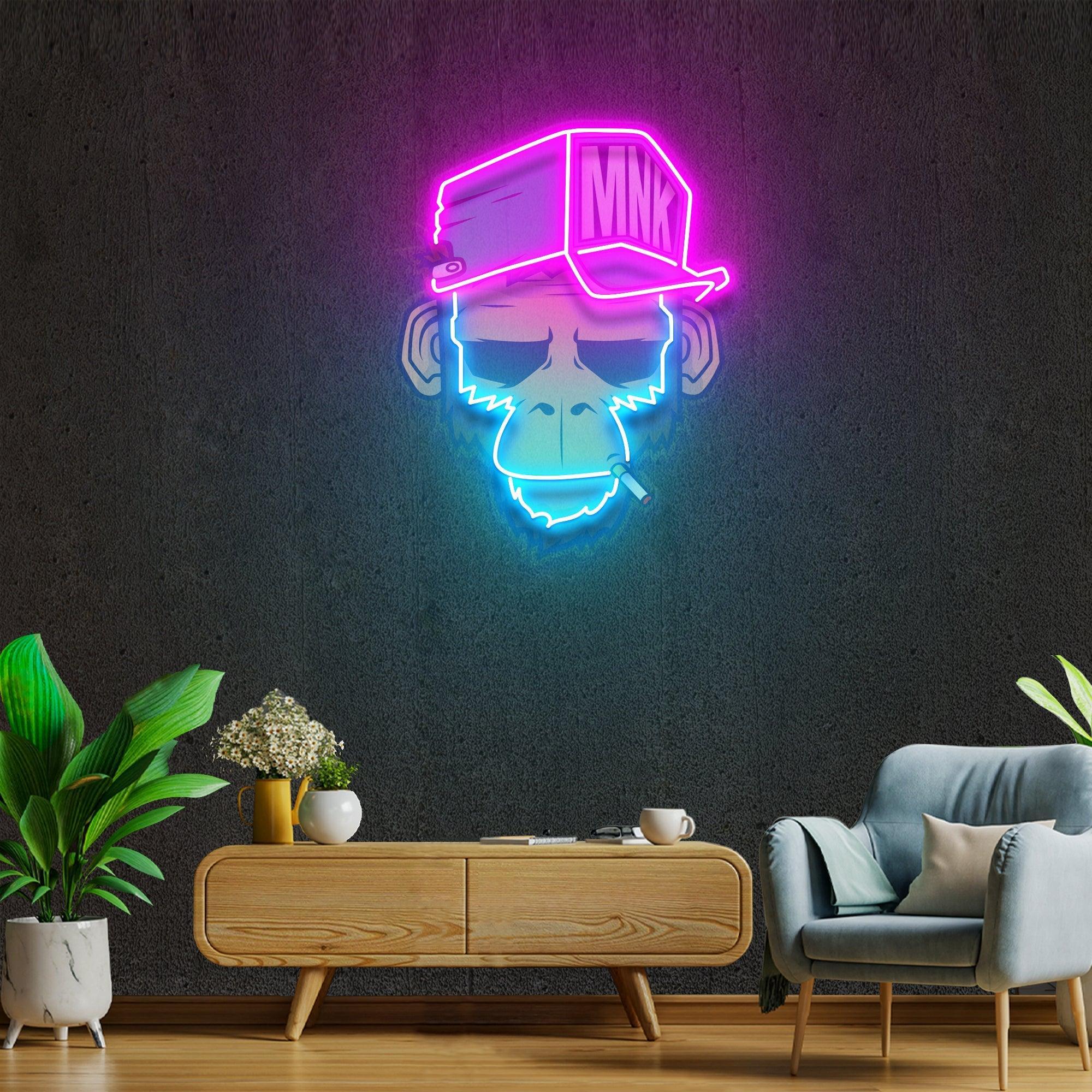 Monkey Smoke Artwork Led Neon Sign Light - Neonbir