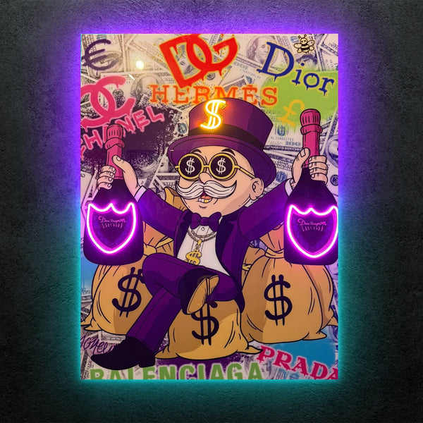 Exclusive Monopoly Man “Domperignon Lady Gaga” Edition Neon Tablo