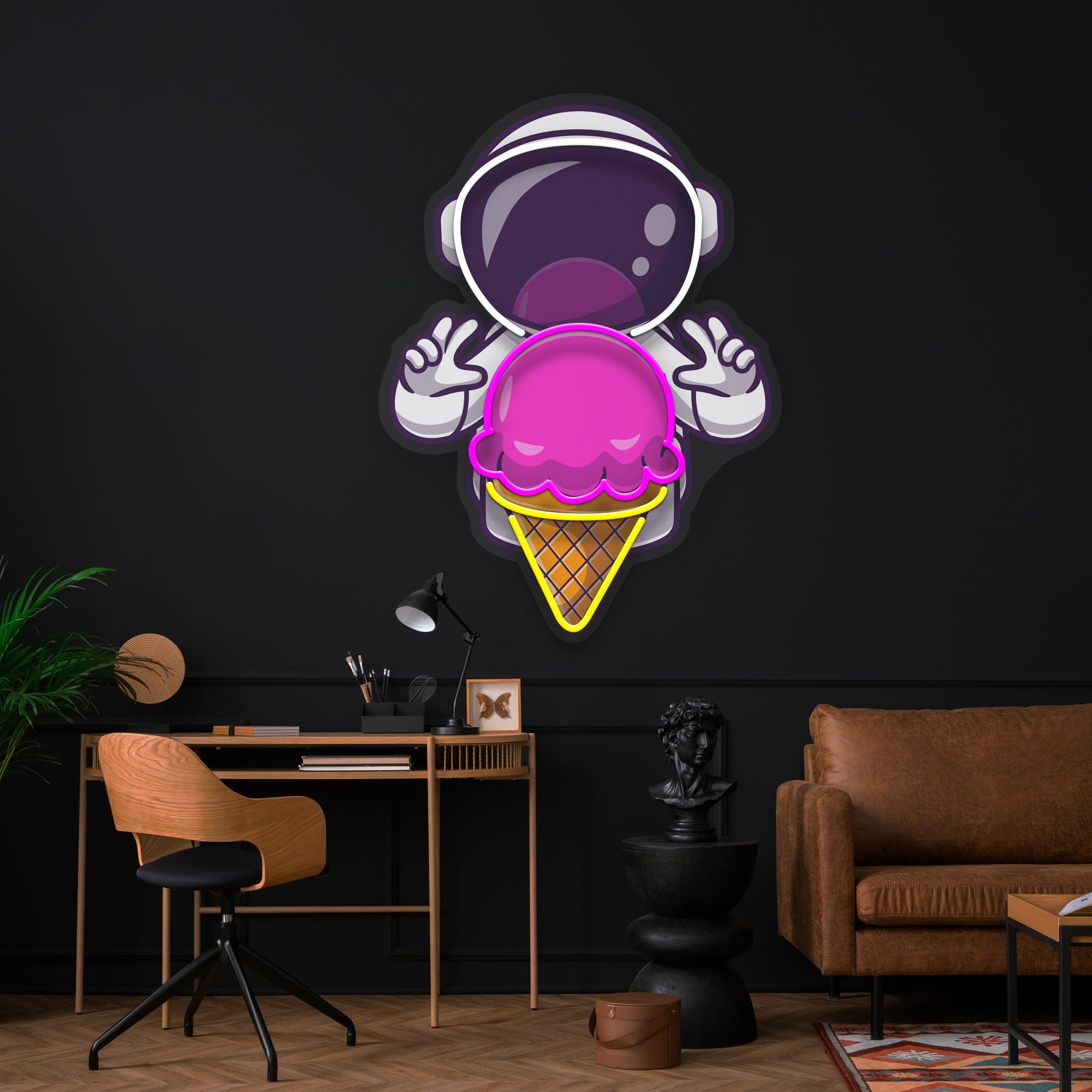 Astronaut Ice Cream Art work Led Neon Sign Light - Neonbir