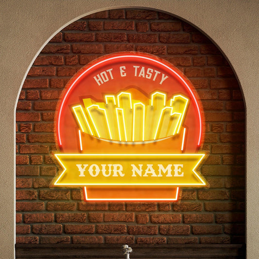 Custom Name Fast Food Restaurant With French Fries Led Neon Sign Light - Neonbir