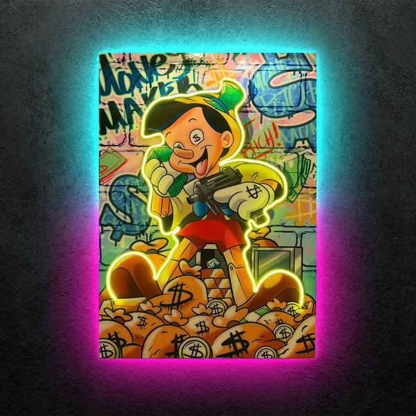 Exclusive “Pinocchio Money Maker” Edition Neon Tablo