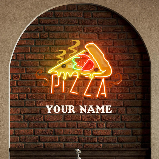 Custom Name Fast Food Restaurant With Pizza Led Neon Sign Light - Neonbir