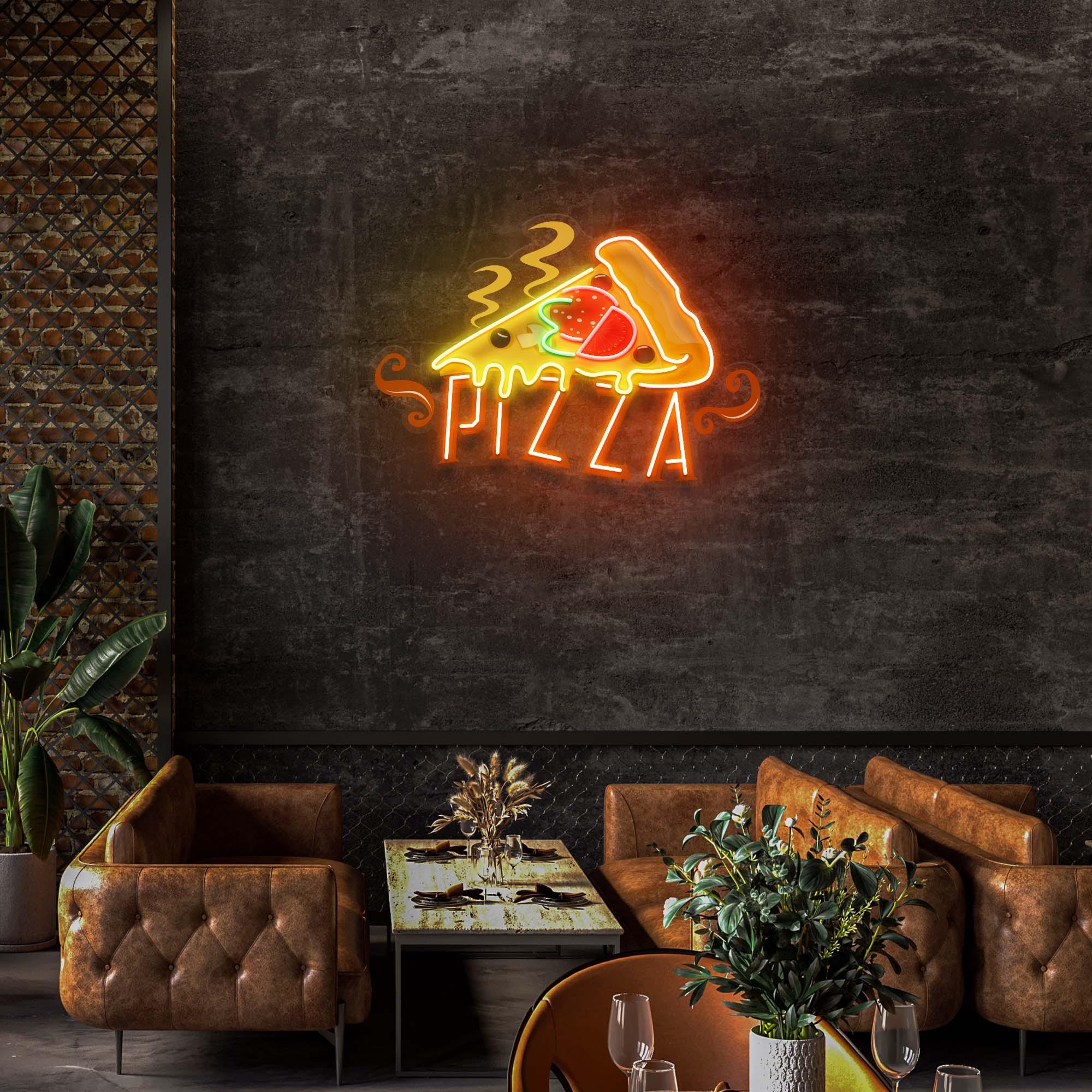 Custom Name Fast Food Restaurant With Pizza Led Neon Sign Light - Neonbir